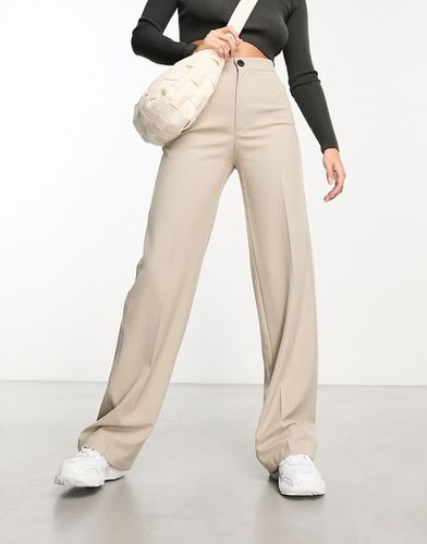 Pantalon droit ajusté à taille haute - Marron clair - Pull & bear - Modalova