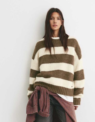 Pull en maille paisse  rayures - Marron - Pull & bear - Modalova