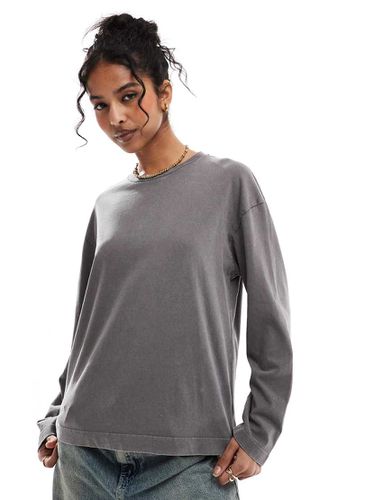 T-shirt oversize à manches longues - foncé - Pull & bear - Modalova