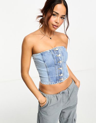 Top corset d'ensemble en jean bicolore - Pull & bear - Modalova