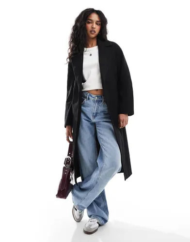 Trench-coat ajusté effet laine avec ceinture - Pull & bear - Modalova