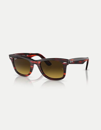 Ray-Ban - Wayfarer - Lunettes de soleil carrées en acétate avec verres marron - Rayures - Rayban - Modalova