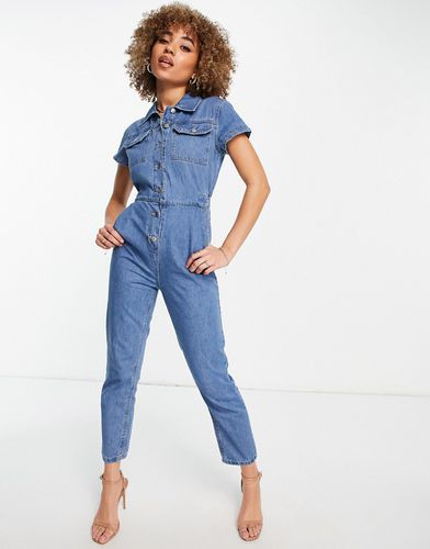 Combinaison en jean boutonnée sur le devant style de travail - Rebellious Fashion - Modalova
