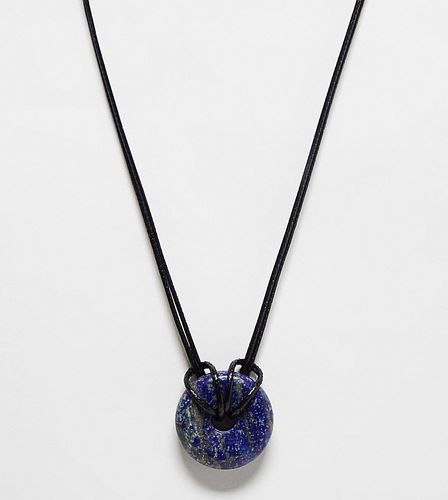 Collier unisexe à avec corde et pierre ronde - Bleu - Reclaimed Vintage - Modalova