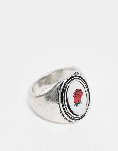 Bague unisexe à motif rose - Reclaimed Vintage - Modalova