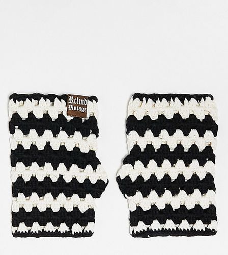 Gants unisexes d'ensemble en maille au crochet - Noir et blanc - Reclaimed Vintage - Modalova