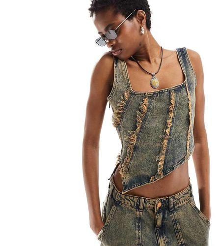 Édition Limitée - Top corset d'ensemble en jean effet usé - Reclaimed Vintage - Modalova