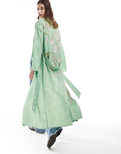 Kimono satiné à broderies - Reclaimed Vintage - Modalova