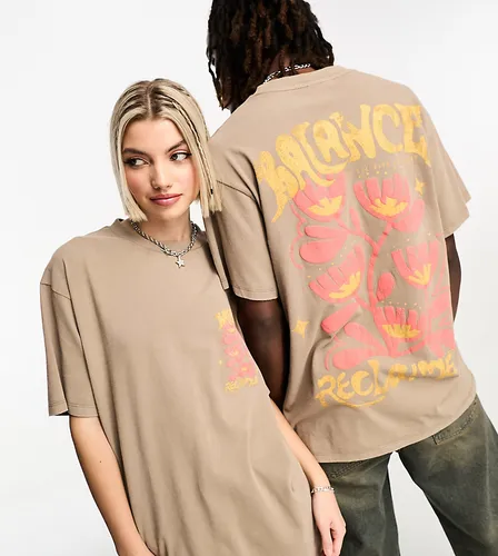 T-shirt unisexe avec imprimé Balance au dos - Taupe - Reclaimed Vintage - Modalova