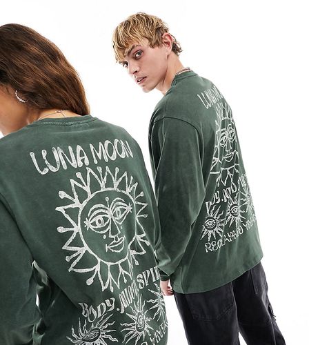 T-shirt unisexe style skateur à imprimé Luna Moon - Kaki - Reclaimed Vintage - Modalova