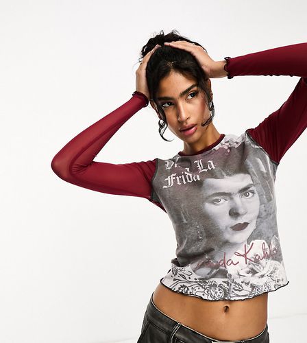 T-shirt en tulle avec imprimé Frida Kahlo sous licence - Reclaimed Vintage - Modalova