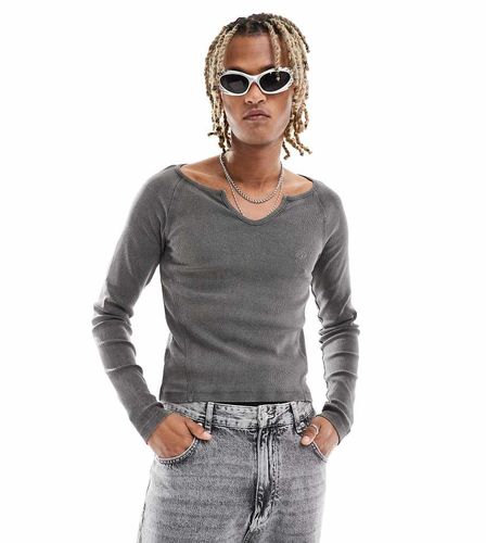 T-shirt moulant  manches longues - Anthracite dlav - Reclaimed Vintage - Modalova