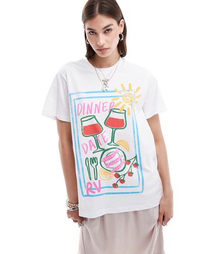 T-shirt oversize unisexe avec imprimé Dinner Date - Reclaimed Vintage - Modalova