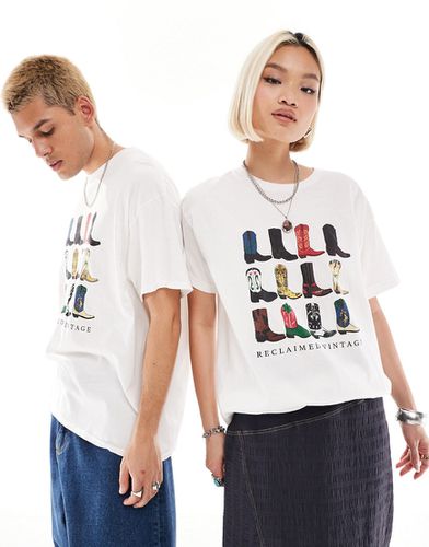 T-shirt oversize unisexe avec motif santiags - Reclaimed Vintage - Modalova