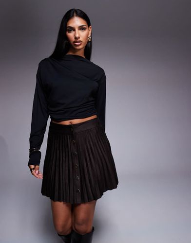 Mini-jupe plisse en sudine - Marron fonc - River Island - Modalova