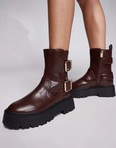 Bottines chunky style motard - Bordeaux - River Island - Modalova