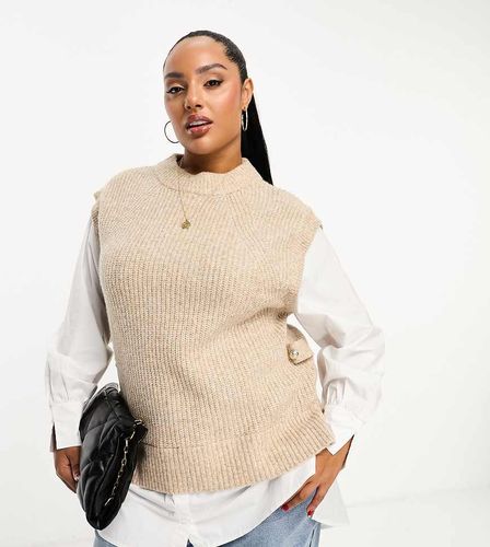 Pull hybride avec manches chemise - Beige - River Island Plus - Modalova