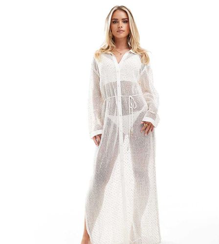 Robe chemise de plage longue à sequins - River Island - Modalova