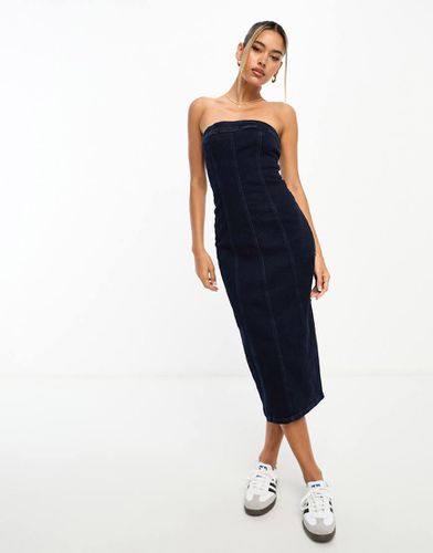 Robe bandeau mi-longue en denim - Noir - River Island - Modalova