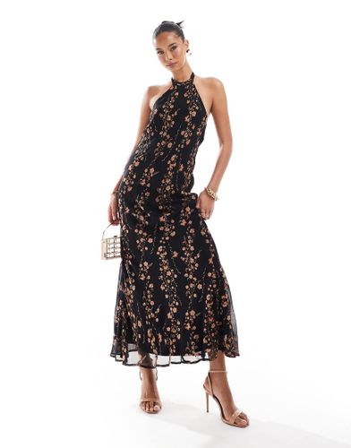 Robe longue dos nu à imprimé fleurs - River Island - Modalova