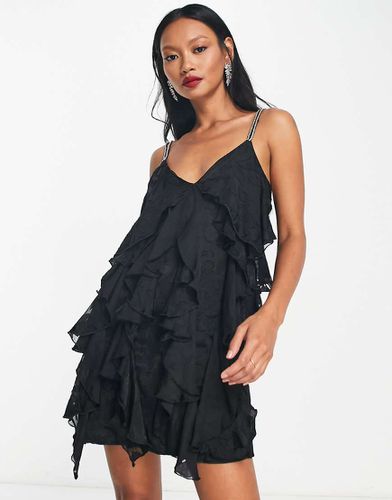 Robe nuisette courte à volants en dévoré - River Island - Modalova