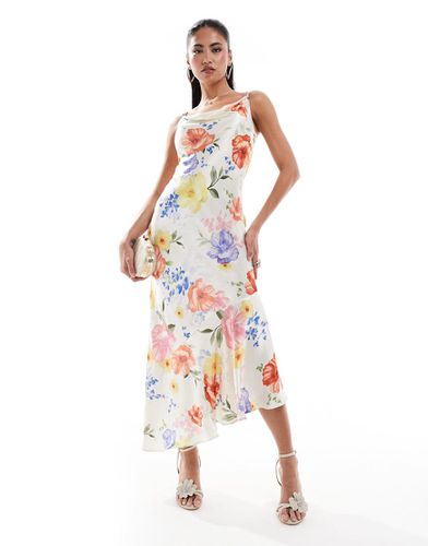 Robe nuisette mi-longue en satin à imprimé fleurs - River Island - Modalova