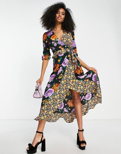 Robe portefeuille mi-longue à imprimé fleuri varié - River Island - Modalova
