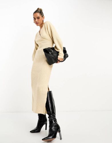 Robe portefeuille longue en maille - Beige - River Island - Modalova