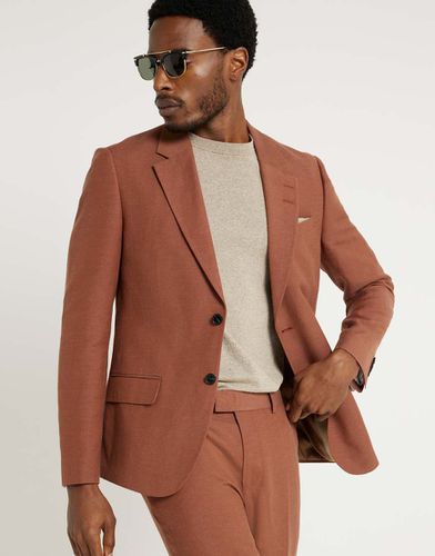 Veste de costume slim en lin - Rouille - River Island - Modalova