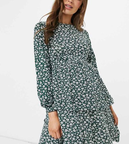 Robe babydoll à manches longues et motif floral rétro - Wednesday's Girl Maternity - Modalova