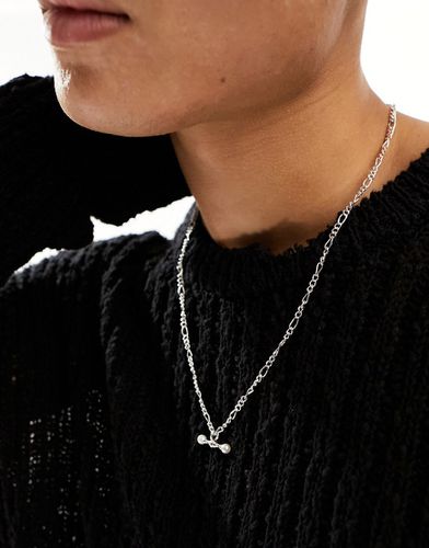 Collier chaîne en maille figaro avec pendentif barre en T ornée d'une perle - Wftw - Modalova
