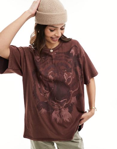 T-shirt ample avec imprimé tigre - Bordeaux - Wrangler - Modalova