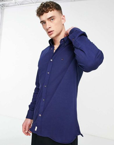 Chemise manches longues à logo drapeau - Indigo - Tommy Hilfiger - Modalova