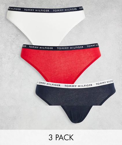 Lot de 3 slips - Bleu marine, blanc et rouge - Tommy Hilfiger - Modalova