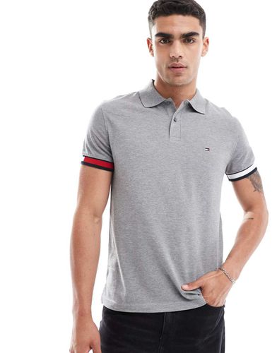 Polo ajusté avec bord des manches à logo - chiné - Tommy Hilfiger - Modalova