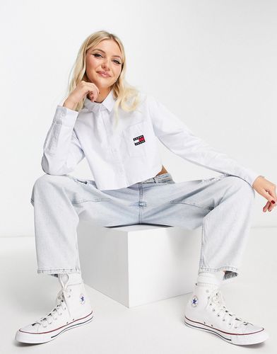 Chemise ultra courte à logo drapeau - Blanc - Tommy Jeans - Modalova
