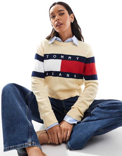 Pull décontracté à logo drapeau color block - clair - Tommy Jeans - Modalova