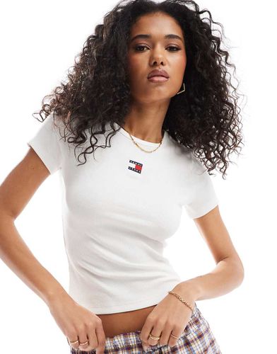 T-shirt côtelé et slim avec écusson - Tommy Jeans - Modalova