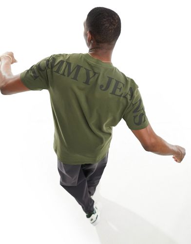 T-shirt classic avec logo linéaire dans le dos - olive - Tommy Jeans - Modalova