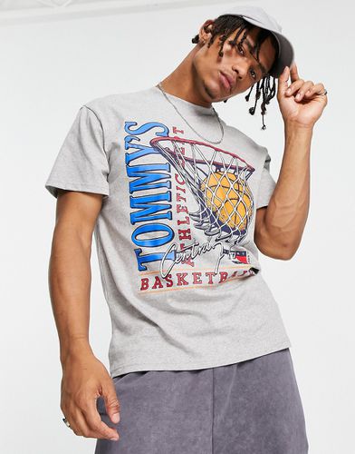 T-shirt décontracté en coton à imprimé basketball vintage - chiné - GREY - Tommy Jeans - Modalova