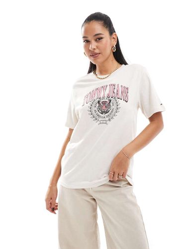 T-shirt oversize avec imprimé tigre style universitaire - Grège - Tommy Jeans - Modalova