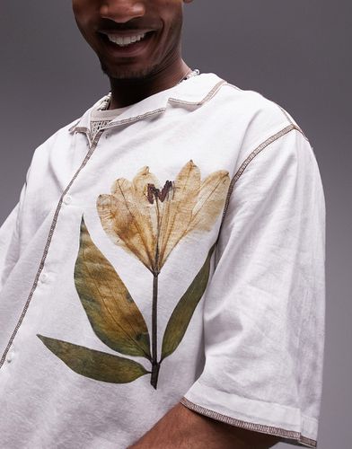 Chemise à manches courtes avec imprimé fleur pressée - Écru - Topman - Modalova