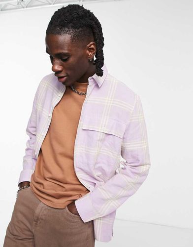 Chemise en lin à carreaux - Lilas - Topman - Modalova