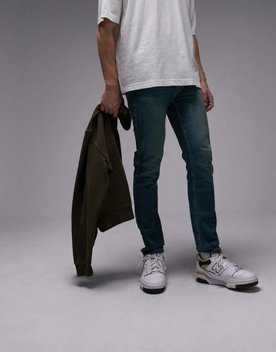 Jean skinny stretch - Vert moyen teinté délavé - Topman - Modalova