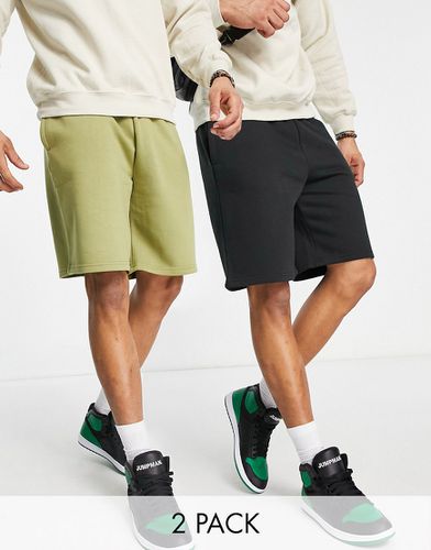 Lot de 2 shorts oversize - Noir et kaki - Topman - Modalova