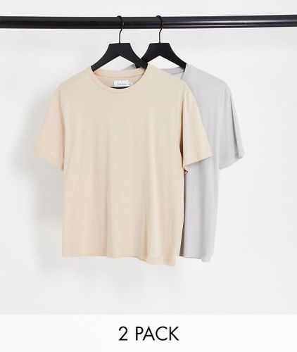 Lot de 2 t-shirts classiques - Taupe et gris clair - Topman - Modalova