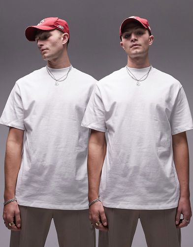 Lot de 2 t-shirts oversize - Blanc - Topman - Modalova