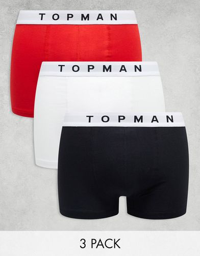 Lot de 3 boxers - Noir/blanc/rouge - Topman - Modalova
