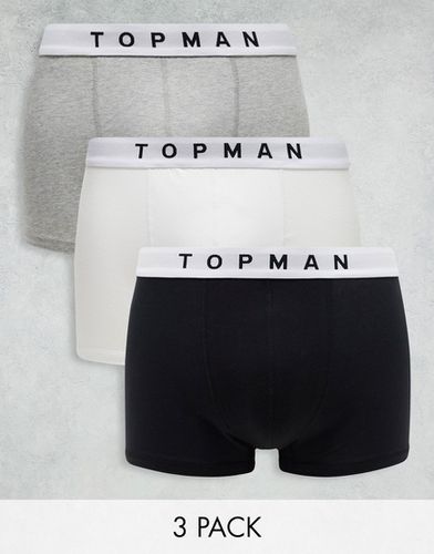 Lot de 3 boxers à taille blanche - Noir, blanc et gris chiné - Topman - Modalova
