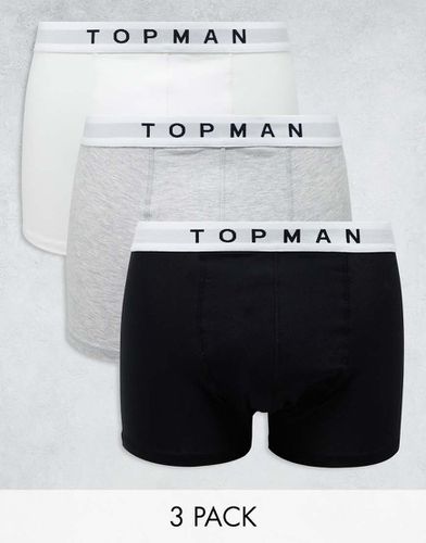 Lot de 3 boxers à taille blanche - Noir, blanc et gris chiné - Topman - Modalova